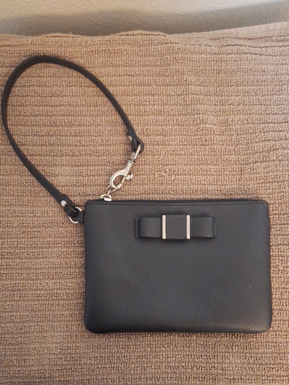 Coach Darcy Black Wristlet With Bow